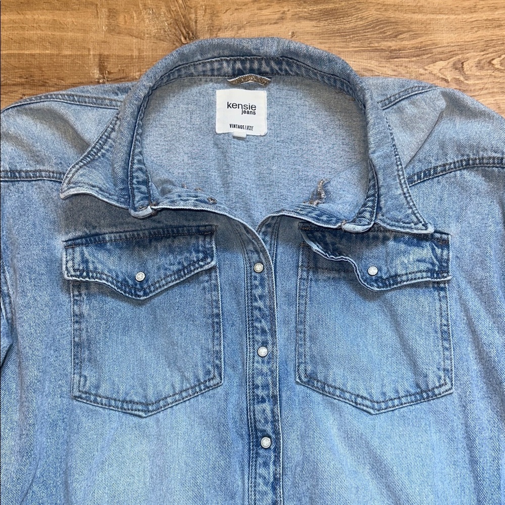 Kensie Light Blue Denim Shirt - Picture 2 of 8